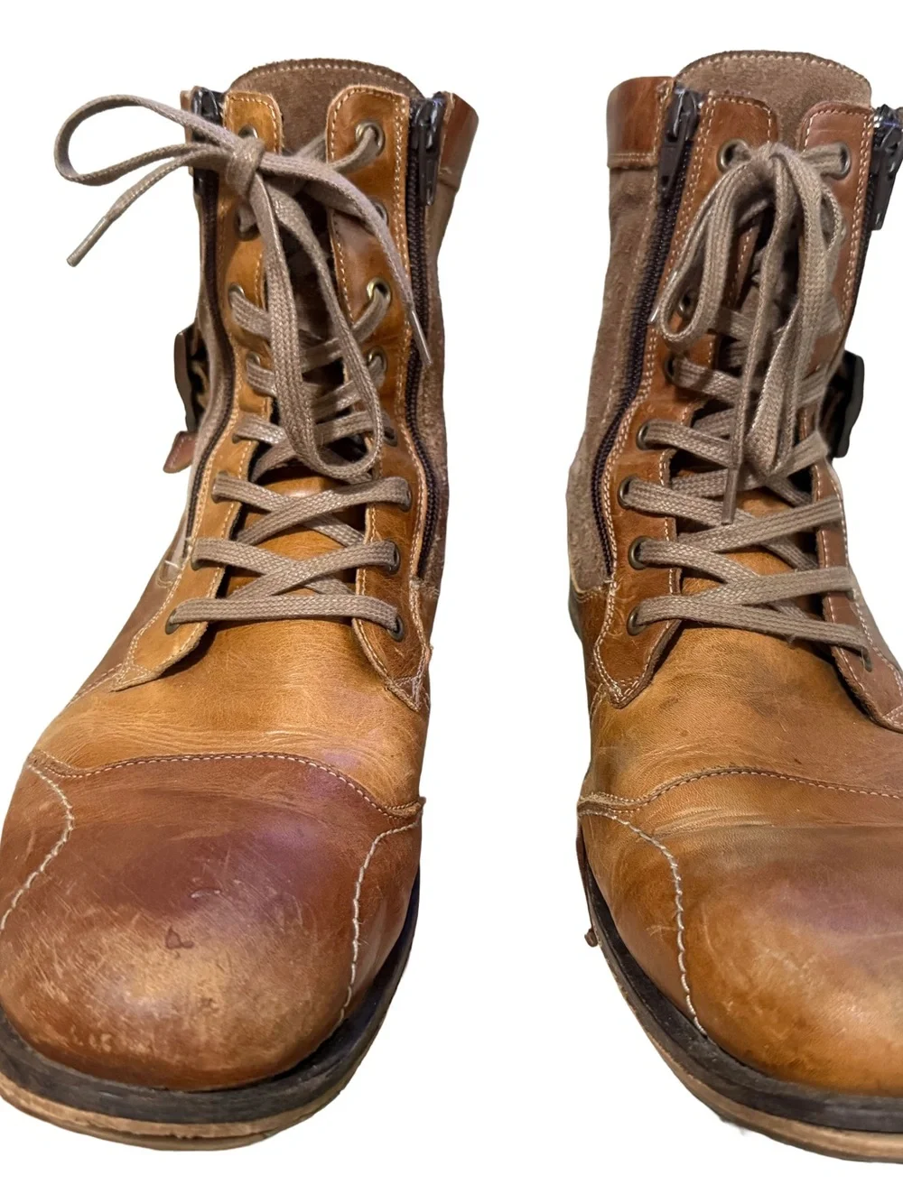 Steve Madden TREK Men’s Brown Leather Combat Boots Size 13